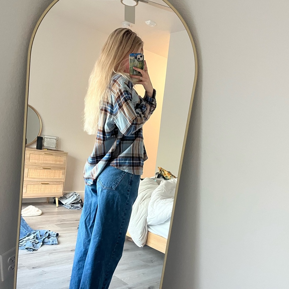 Blue & Brown Flannel “the boyfriend shirt”